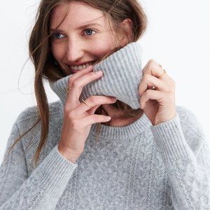 Madewell Cashmere Convertible Sweater Cableknit Heather Grey Size XS